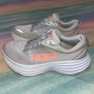 HOKA WOMEN'S BONDI 8 HARBOR MIST/ LUNAR ROCK FIRM ROBUST RUNNING SHOES size 8.5